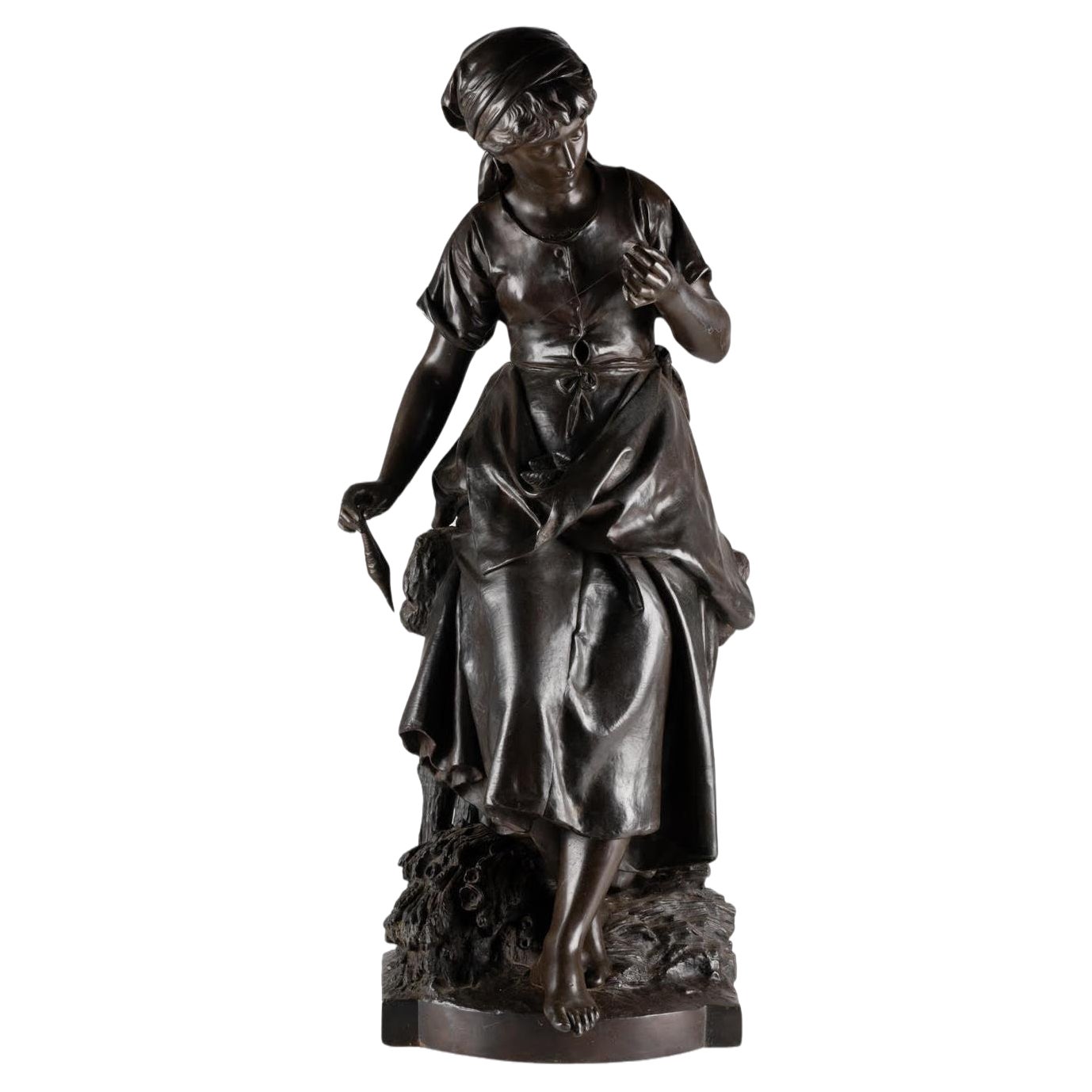 Bronze Sculpture with Brown Patina attributed to Mathurin Moreau | Chairish