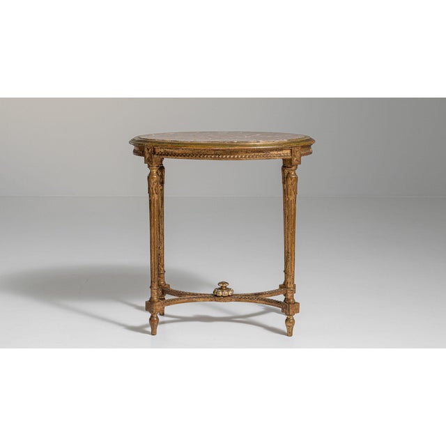 Wood 19th Century France Antique Gold Giltwood Carved Giltwood Gueridon Table For Sale - Image 7 of 11