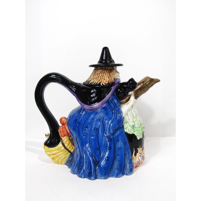 1997 Inspirado Witchy Poo Hand-Painted Halloween Teapot For Sale - Image 4 of 14