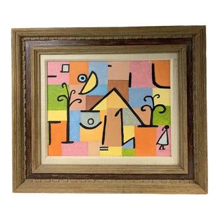 Mid 20th Century Cubist Style Abstract Oil Painting by Ira Baker, Framed For Sale