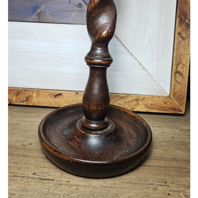 Pair of Antique English Oak Barley Twist Candlesticks For Sale - Image 11 of 14