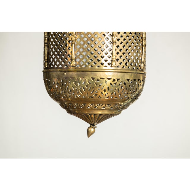 Islamic Indian Pierced Brass Hanging Decorative Lantern with Moorish Arch Motifs For Sale - Image 3 of 18