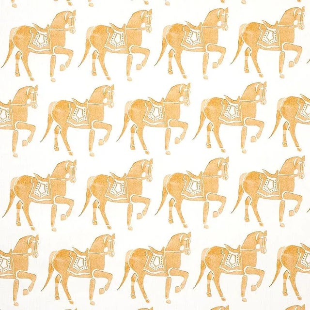 Contemporary Schumacher X Molly Mahon Marwari Horse Fabric in Mustard For Sale - Image 3 of 3
