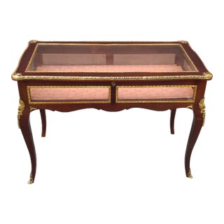 Mid 20th Century Louis XV Style Gilt Bronze Mounted Mahogany Bijouterie or Vitrine Display Table. For Sale