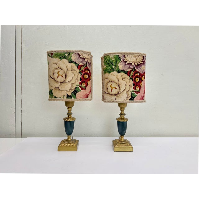 Mid-Century Modern Table Lamps in Brass and Green Metal by Einar Bäckström, 1950, Set of 2 For Sale - Image 3 of 13