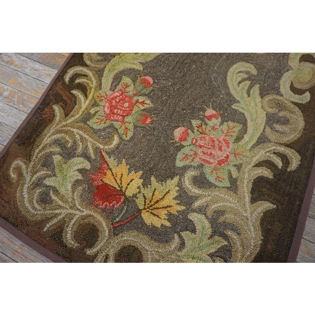 Greige Special Greige Ground Color With Lovely Floral Design Antique American Hooked Rug For Sale - Image 8 of 12