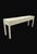 Trouvailles Furniture Inc. Vintage Extra Long Post Modern Parson Leg Parchment Faux Goat Skin Off White 2 Drawer Console Table by Trouvailles For Sale - Image 4 of 17