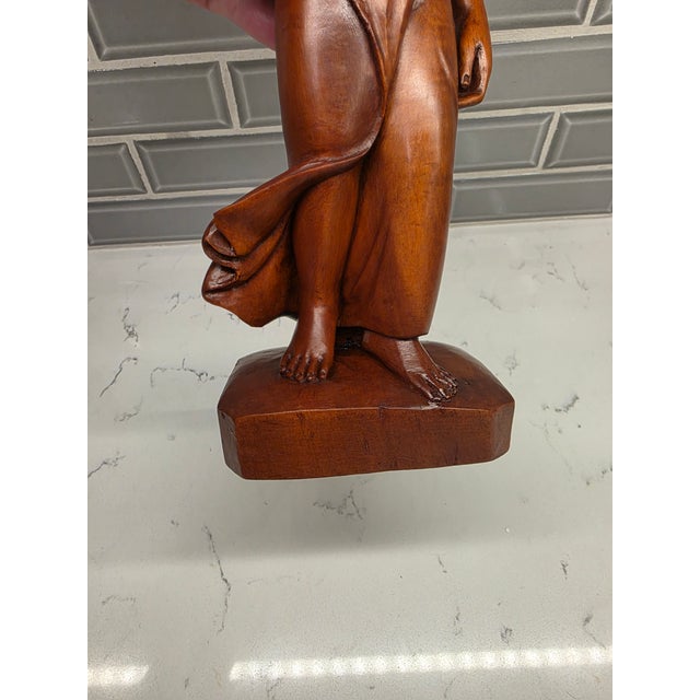 Mid-Century Balinese Art Deco Hardwood Harvest Maiden Sculpture by A. Fatimah For Sale - Image 11 of 12