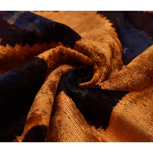 Luxury Handwoven Silk Velvet Ikat Throw Pillow 20x20 Inch | Organic Vegetable Dyed For Sale - Image 4 of 8