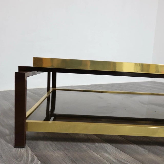 Hollywood Regency Geometric Brass and Glass Coffee Table, 1970s For Sale - Image 11 of 15