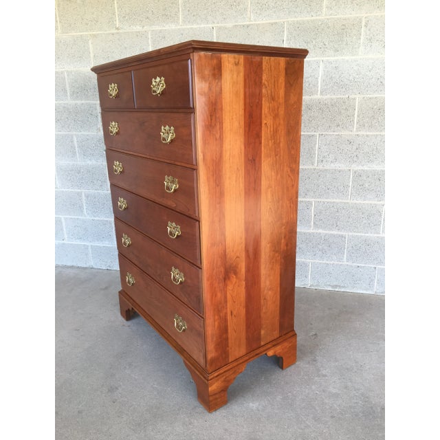 Chippendale Stickley Cherry 6 Drawer Chippendale Style Bracket Foot High Chest of Drawers For Sale - Image 3 of 8