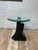 Contemporary Karl Springer Style Black Lacquer Pedestal Side Table With Glass Top For Sale - Image 3 of 11