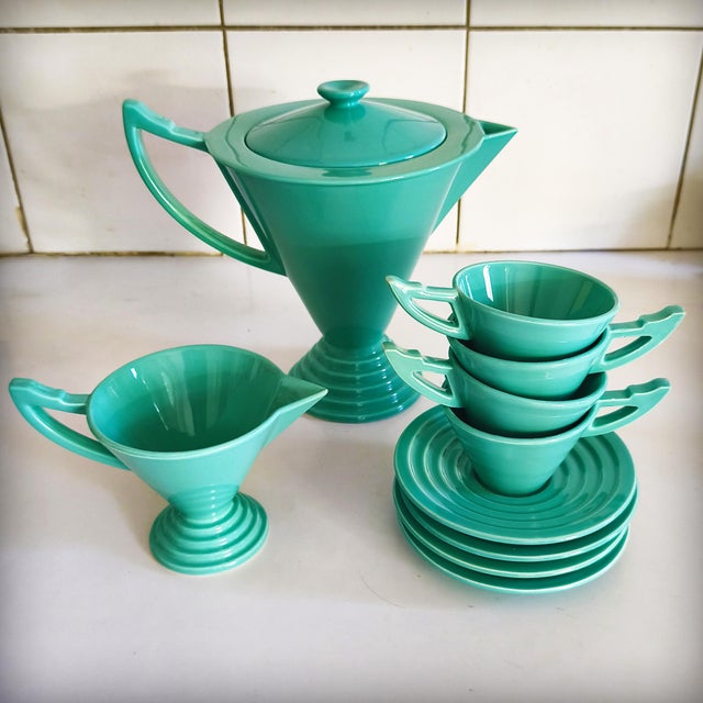 Art Deco Coffee Service from Salins Studio, France, 1930s, Set of 10 For Sale - Image 11 of 18