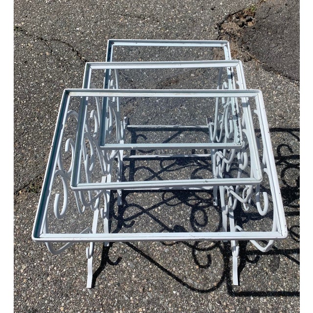 Vintage Wrought Iron Nesting Tables Chairish