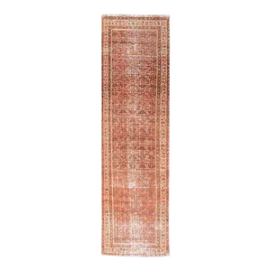 1960s Vintage Distressed Handmade All Over Orange Wool Runner