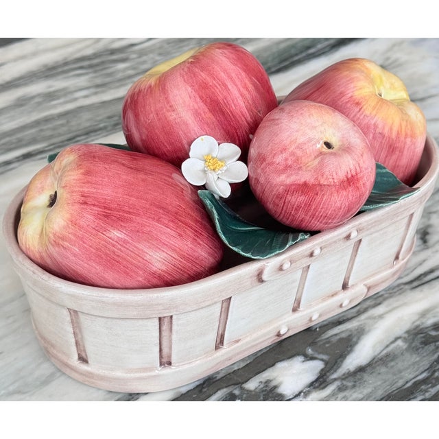 Late 20th Century Made in Italy Vintage Trompe L’Oleil Basket of Apples For Sale - Image 5 of 11