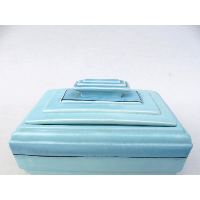 Aqua Art Deco Ceramic Pastry Tin, 1920s For Sale - Image 8 of 17