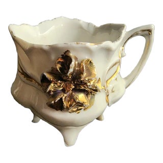 Antique Hand-Painted Gold Gilt Small Handled Creamer For Sale