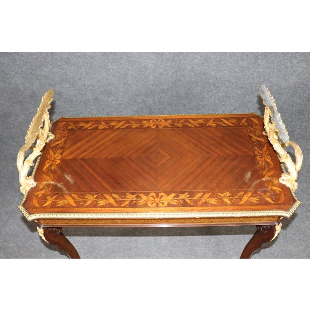 French French Louis XV Gilt Bronze Inlaid Attributed Sormani Dessert Table For Sale - Image 3 of 10