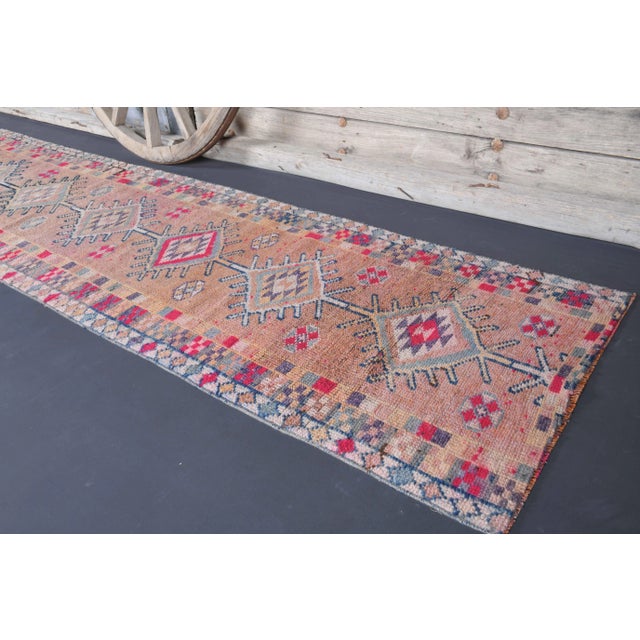 1970s Vintage Turkish Oushak Handmade Wool Cotton Purple Runner Rug For Sale - Image 5 of 10