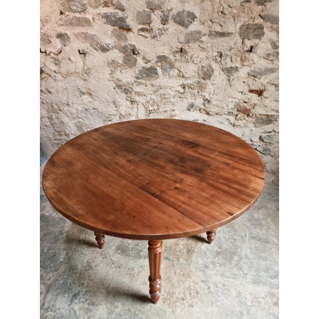 Antique French Round Walnut Dining Table, 1890s For Sale - Image 14 of 18