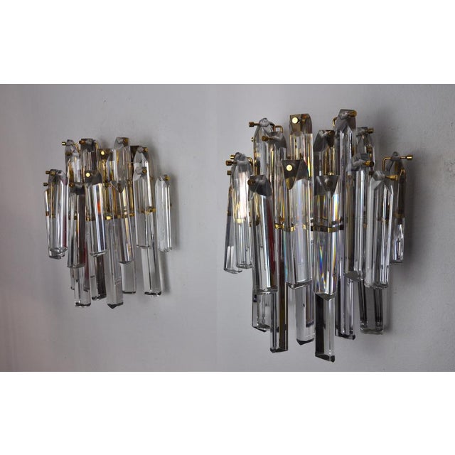 Hollywood Regency Wall Lamps with 2 Levels in Murano Glass, Italy, 1970s, Set of 2 For Sale - Image 3 of 8