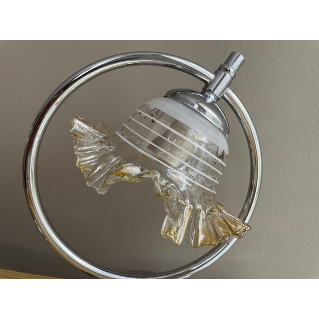 Mid-Century Modern Portuguese Chrome and Glass Bedside Lamps, Set of 2 For Sale - Image 6 of 9