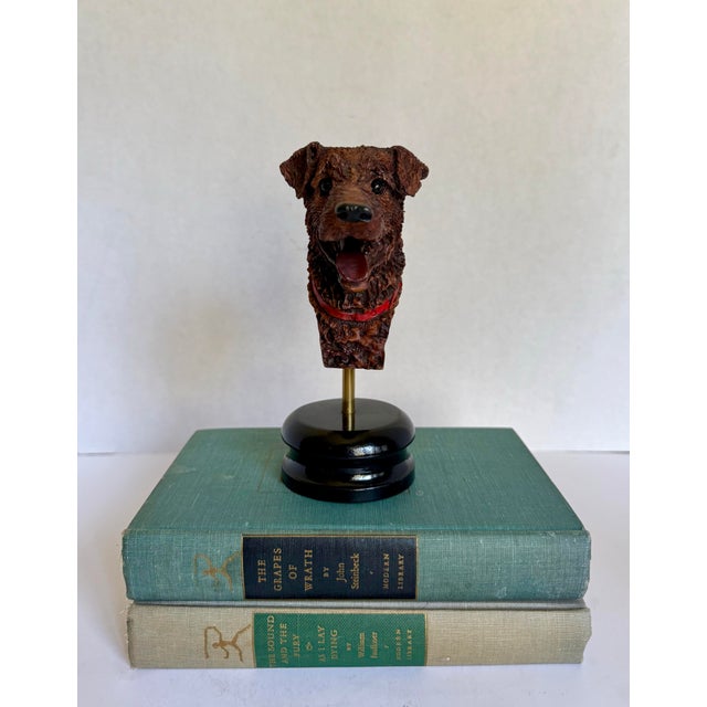 Vintage Hand-Painted Dog Terrier Bust on Stand by Arte Romera, Made in Spain For Sale - Image 10 of 11
