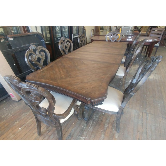 Thomasville Furniture Casa Pecky Pecan Stella Trestle Dining Table and Chair Set 9