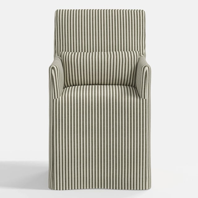 Cloth & Company Stoffer Home x Cloth & Company Lindy Slipcover Dining Arm Chair in Jane stripe laurel For Sale - Image 4 of 7