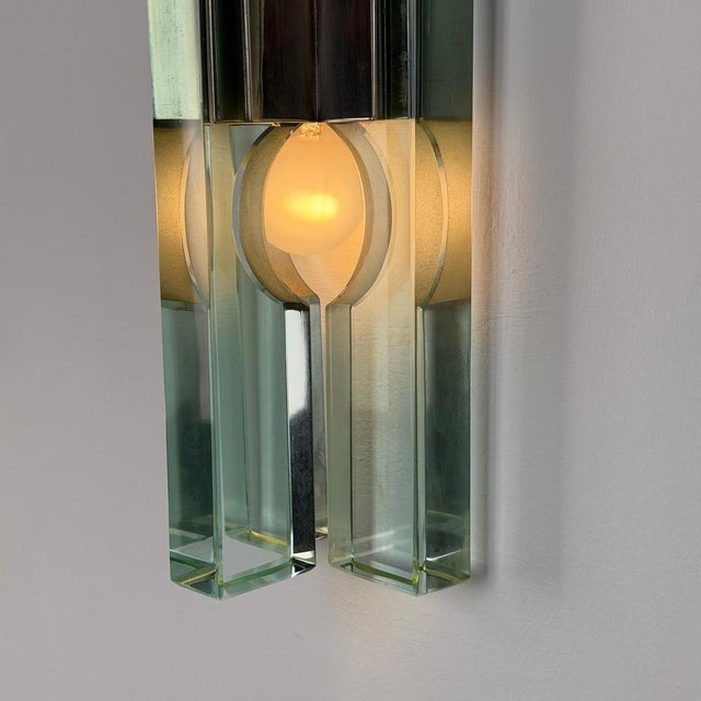 Triple Glass Wall Sconces in Thick Structural Glass from Gallotti & Radice, 1970s, Set of 3 For Sale - Image 13 of 18