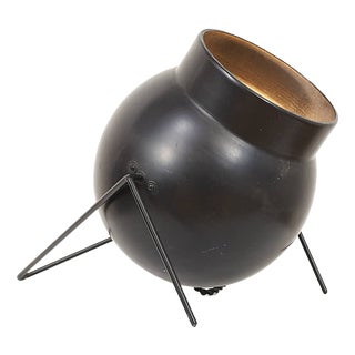 Vintage Table Lamp with Black Metal Stand For Sale