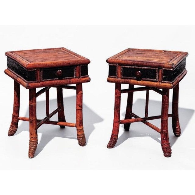 Bamboo Bedside Tables with Drawer, Set of 2 For Sale - Image 11 of 11
