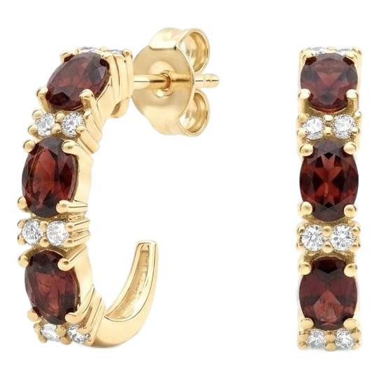 Garnet Huggies Hoops Earrings | January Birthstone Earrings | 18k Gold Plated Sterling Silver Earrings - A Pair For Sale