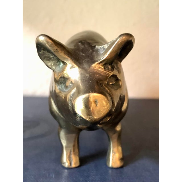 Solid Brass Farm Pig Figurine For Sale - Image 4 of 4