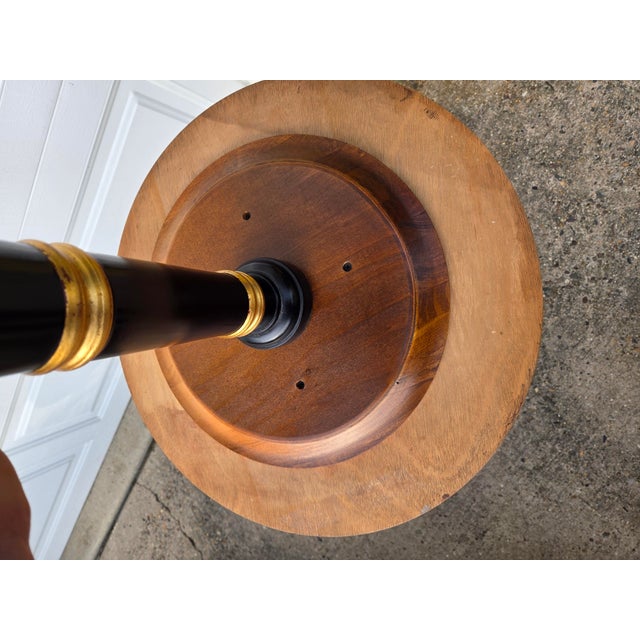 1990s Custom Mahogany French Empire Pedestal Lamp End Table Neoclassical Gold Gilt For Sale - Image 12 of 14