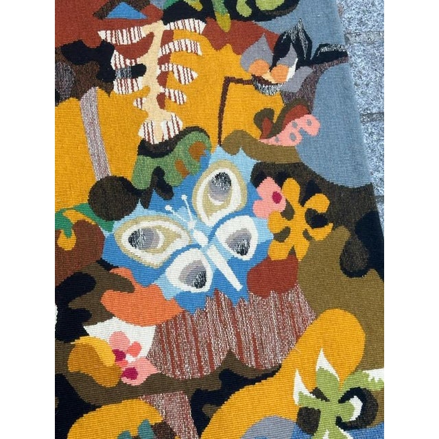 Green Modern French Matinal Tapestry by Bluteau for Aubusson, 1960s For Sale - Image 8 of 17
