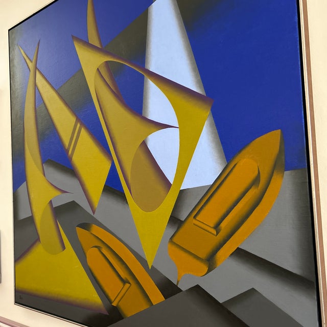 1990s 1990s Abstract Lighthouse and Boats For Sale - Image 5 of 5