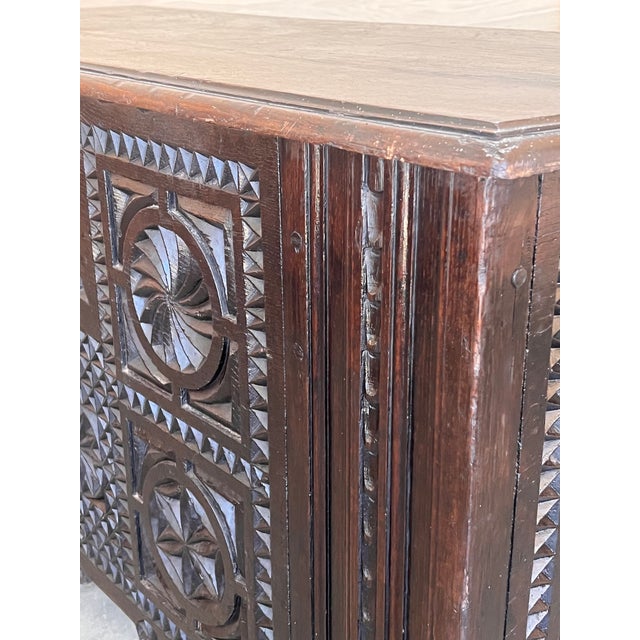 Baroque Antique Carved Walnut Large Kutxa Trunk From the Basque Country, Early 1800s For Sale - Image 3 of 12