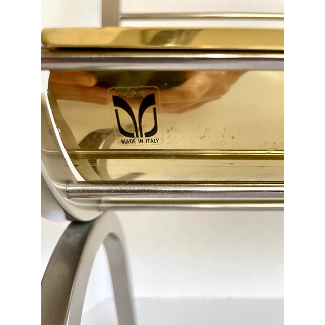 Metal Mid 20th Century Italian Maison Jansen Style Brass and Steel Rams Head Magazine Rack For Sale - Image 7 of 13