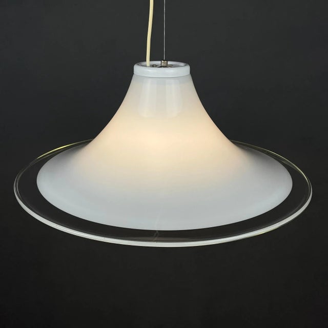 White Murano Glass Pendant Lamp, Italy, 1970s For Sale - Image 7 of 13