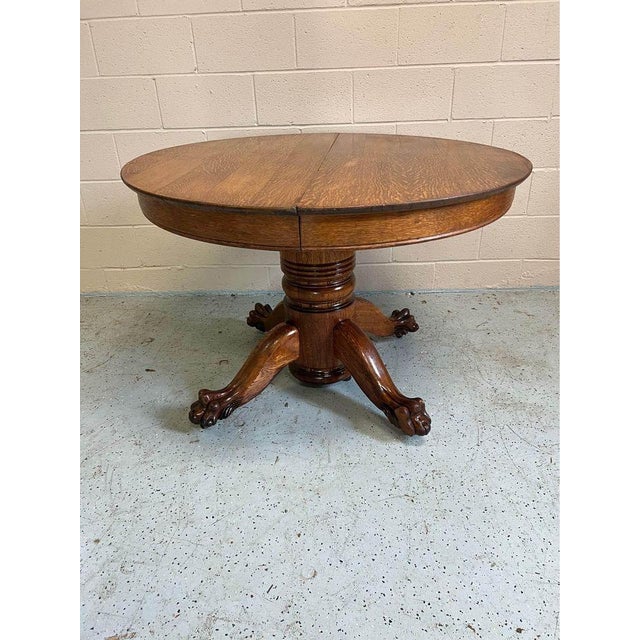 Antique Tiger Oak Round Dining Table. 19th Century. Chairish