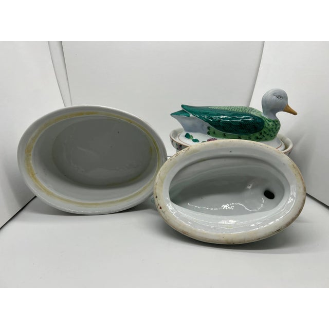 Vintage Chinese Oval Ceramic Duck Tureens- Set of 2 For Sale - Image 12 of 12