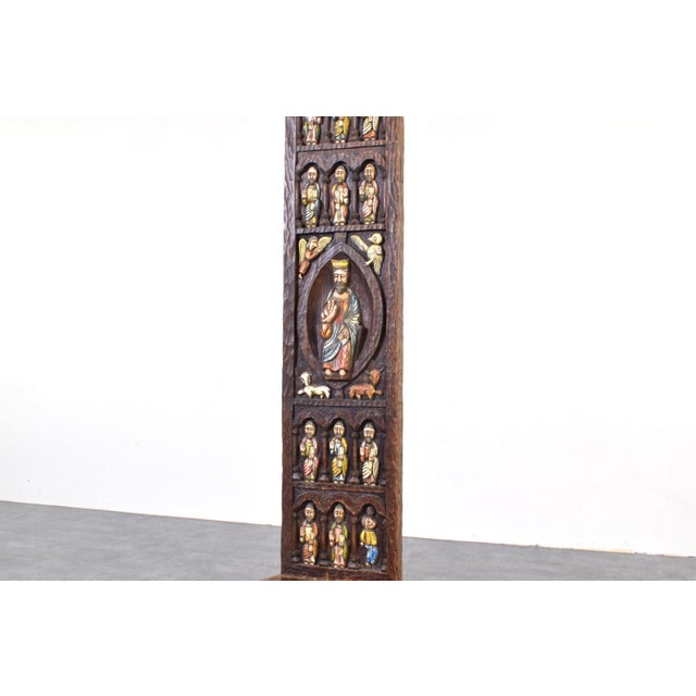 Brown Spanish High Back Chair with Jesus and Apostles from Ormecasa, 1970s For Sale - Image 8 of 13