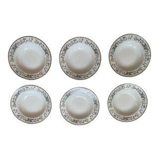 1990s Wellesley Katherine Bobanovsky Fine China by Faberware Pattern 486 Set of 6 Soup Bowls For Sale
