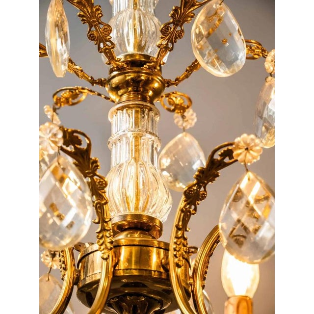 Brass Chandelier with Crystal Trimmings For Sale - Image 9 of 18