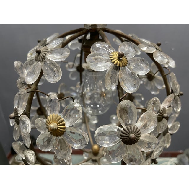 Crystal Flower Ball Light Pendant from Maison Baguès, 1940s For Sale - Image 11 of 13
