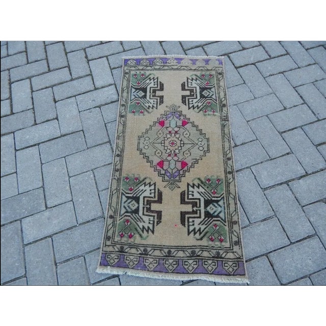 1980s Distressed Oushak 1'8'' X 3'4'' For Sale - Image 11 of 11