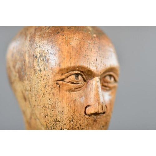 German Carved Wooden Milliners Head, 1890s For Sale - Image 8 of 11