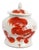 Chinese Qing/Republic Lidded Porcelain Jar With Red Foo Lion and Script C 1900 For Sale